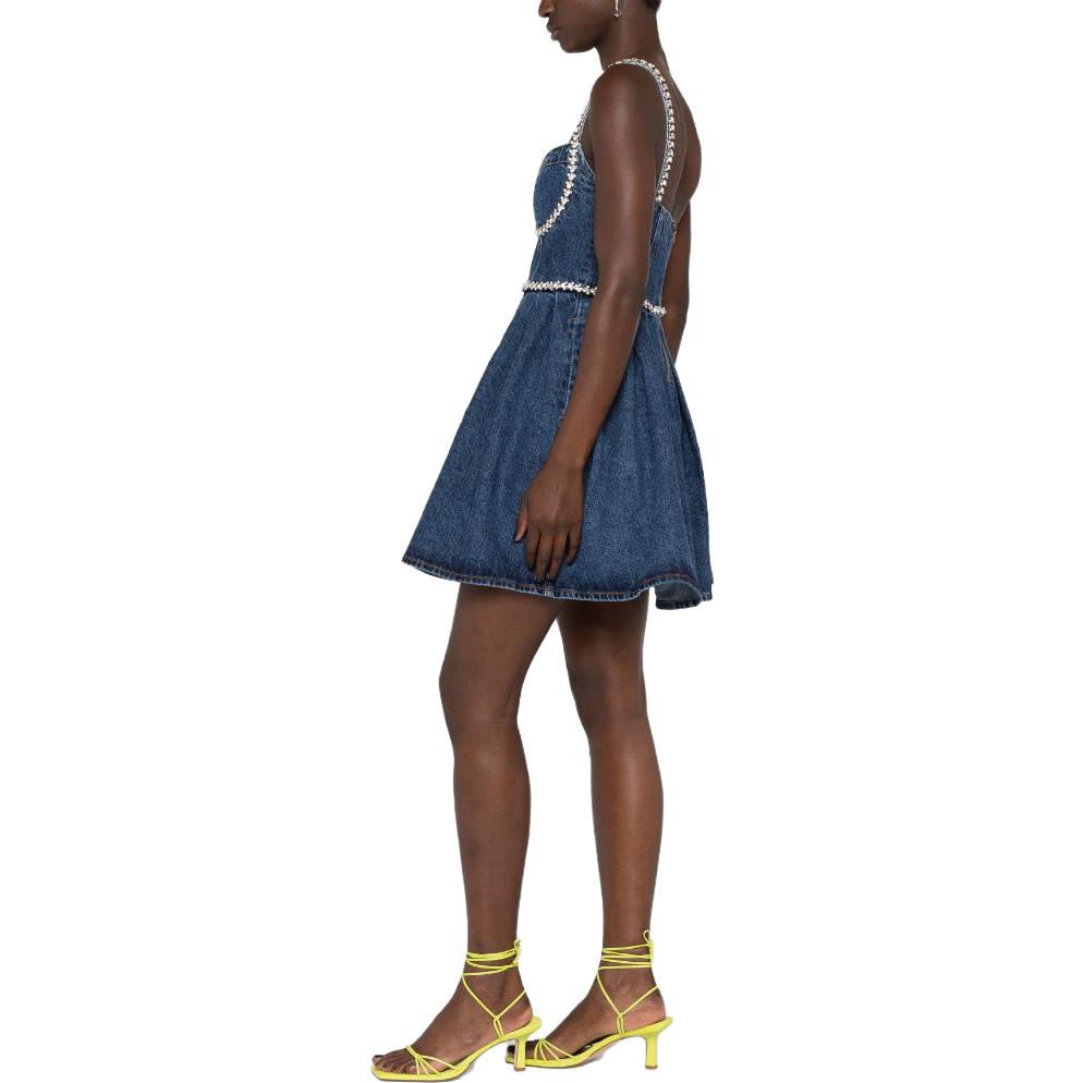 Details for (W) Self-Portrait SS23 海军蓝水钻牛仔无袖V领修身连衣裙. SWF343Y11900574
