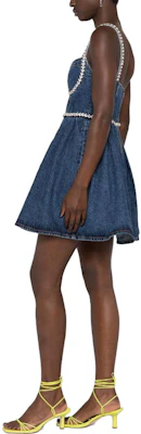 (W) Self-Portrait SS23 海军蓝水钻牛仔无袖V领修身连衣裙. SWF343Y11900574 Details for (W) Self-Portrait SS23 海军蓝水钻牛仔无袖V领修身连衣裙. SWF343Y11900574