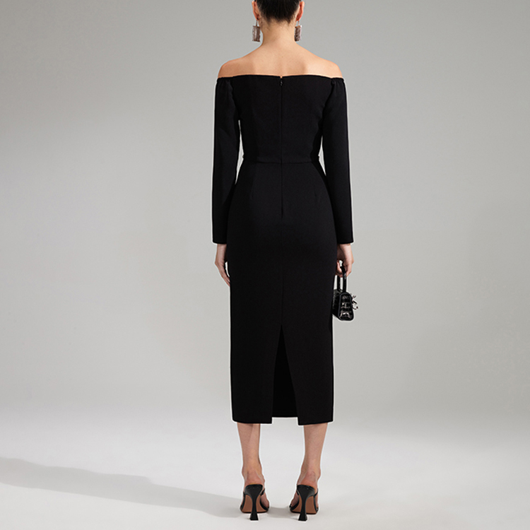 (Women) Self-Portrait SS23 Off-Shoulder Heart Neckline Embellished Long Sleeve Dress Women SWF341Y01300 圖 4