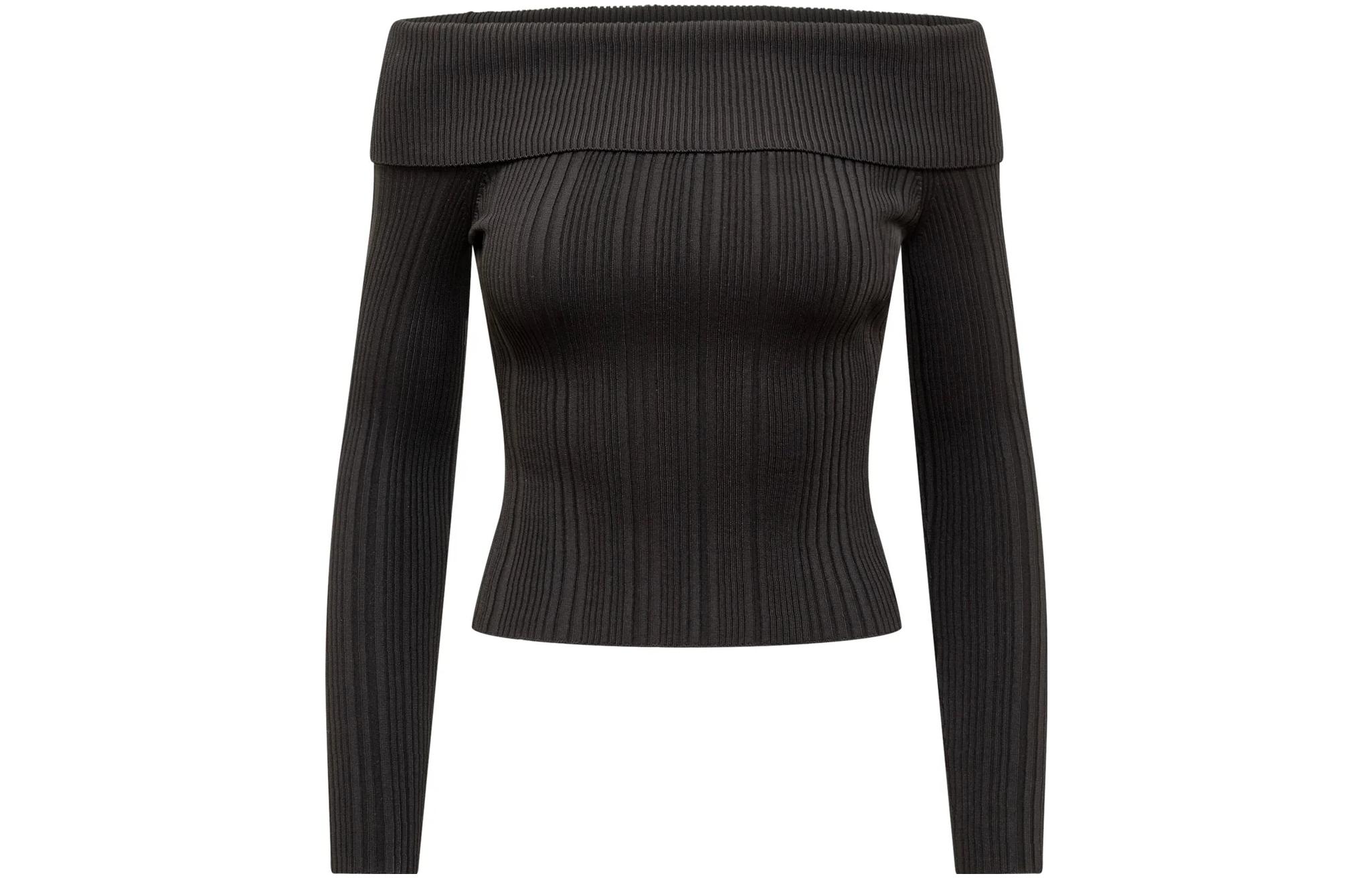 (Women) Self-Portrait SS23 Off-Shoulder Long Sleeve Top Women’s Black PF23122TBBLK