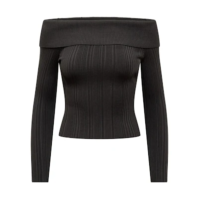 (Women) Self-Portrait SS23 Off-Shoulder Long Sleeve Top Women’s Black PF23122TBBLK