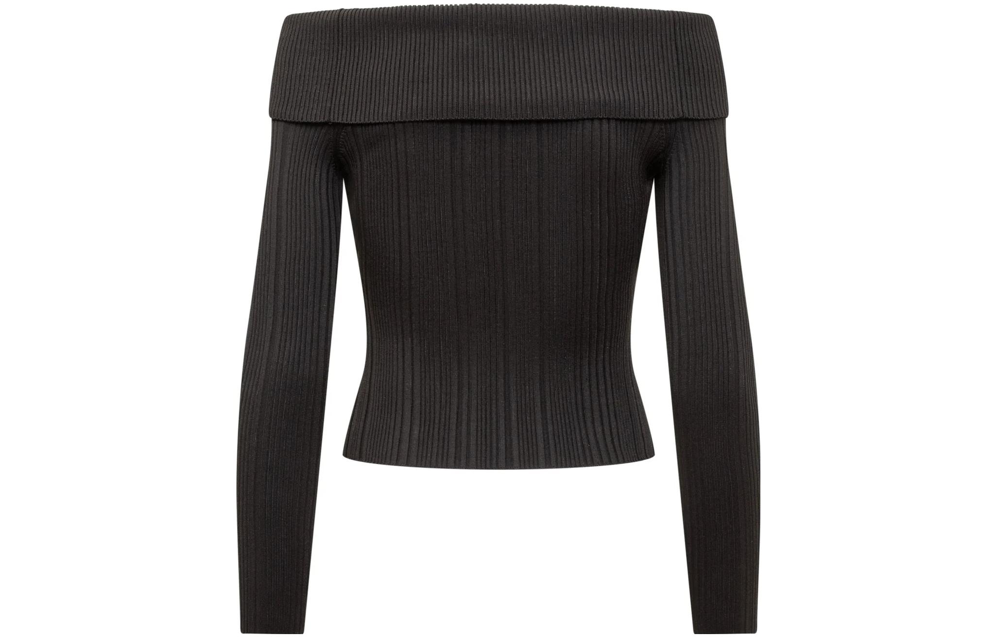 Lookbook (W) Self-Portrait SS23 露肩長袖上衣 女款 黑色 PF23122TBBLK