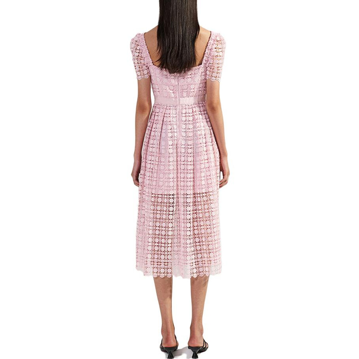 (Women) Self-Portrait SS23 Pink Puff Sleeve Square Neck Midi Dress for Women. SWF341Y05400 圖 4