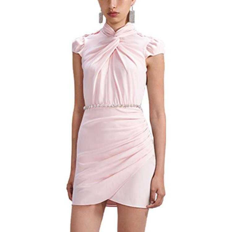 Lookbook (W) Self-Portrait 2023春夏粉色短袖褶皱连衣裙 女款 SWF341Y06800