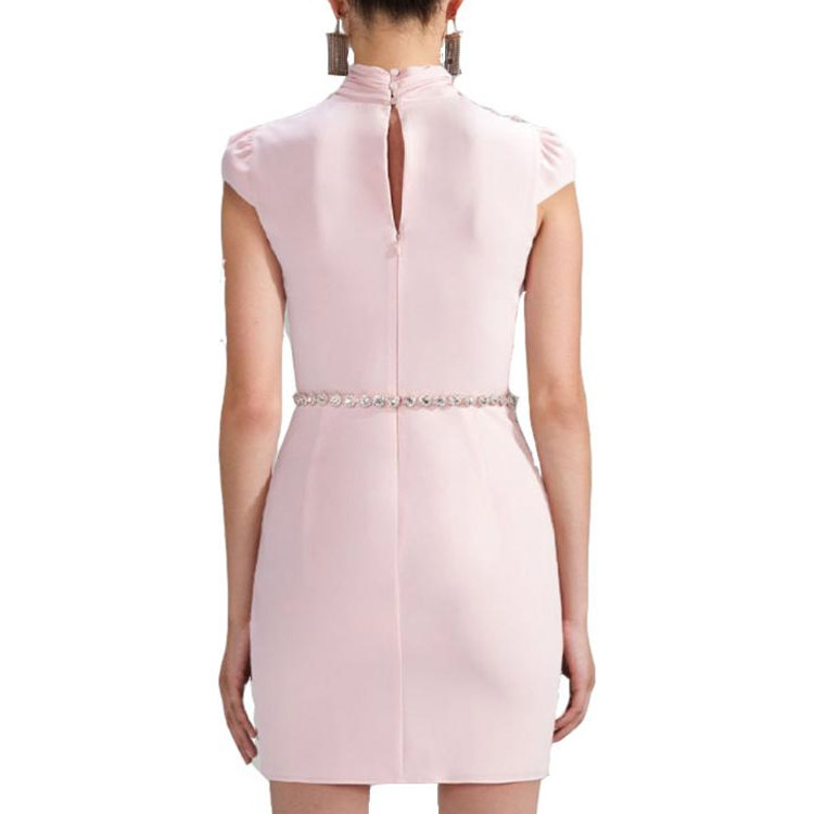 Shop (W) Self-Portrait 2023春夏粉色短袖褶皱连衣裙 女款 SWF341Y06800