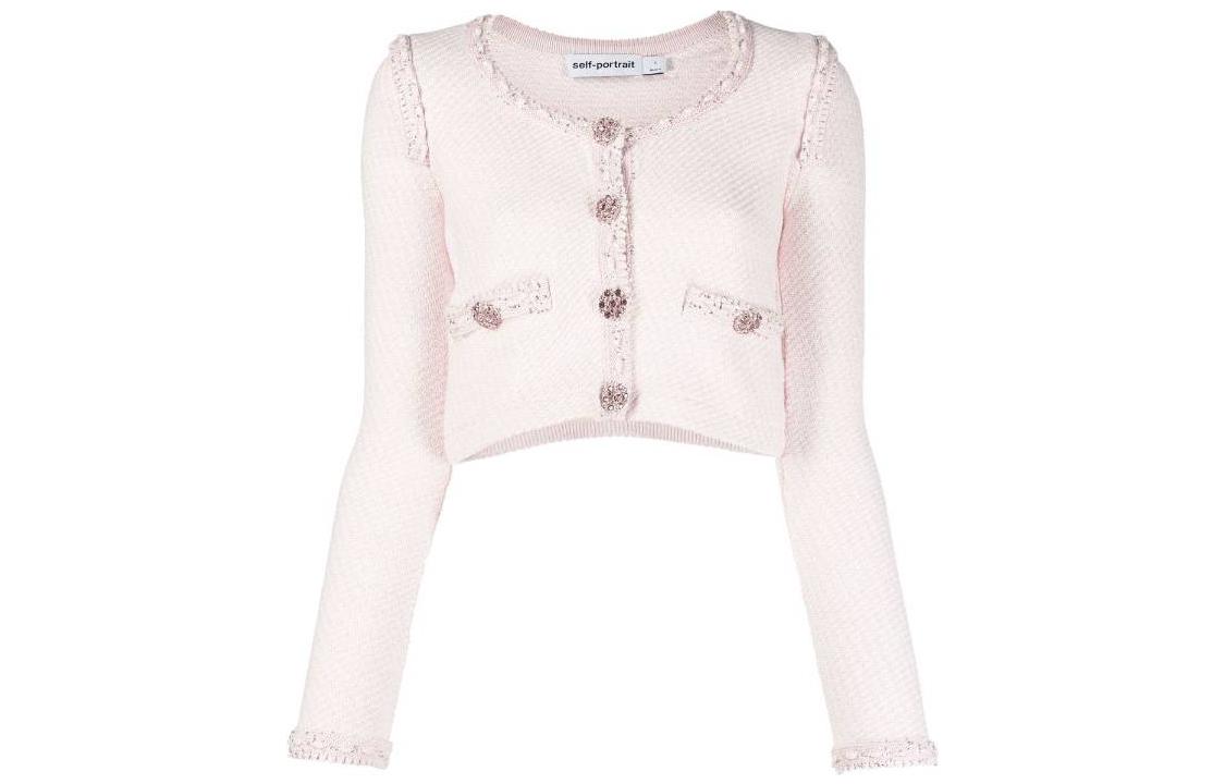 Shop (W) Self-Portrait SS23 粉色單排扣短版時尚外套。 RS23041JLIGHTPINK