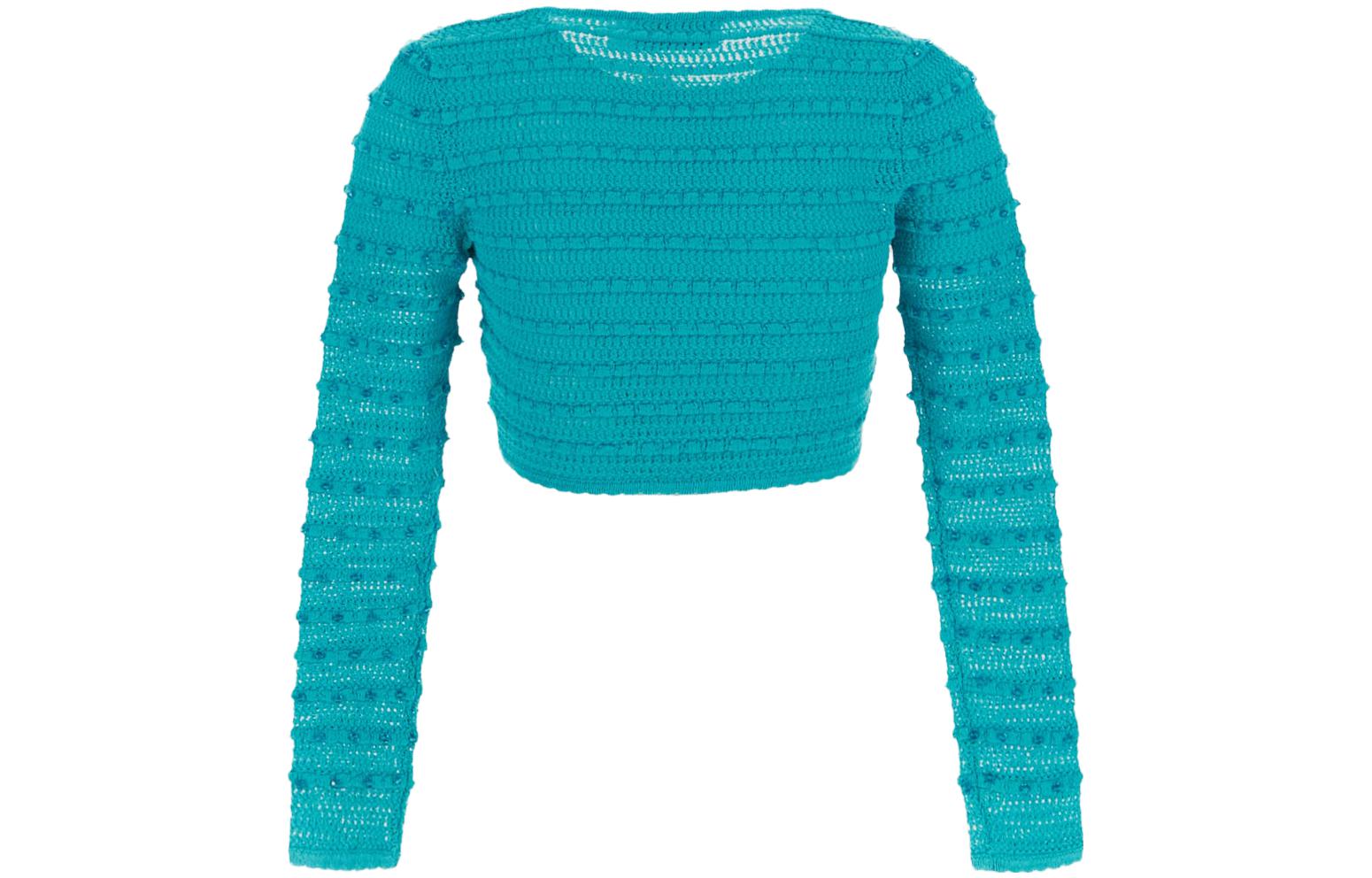 Shop (W) Self-Portrait SS23 藍色透明針織短版開襟衫長袖 180JAGREEN