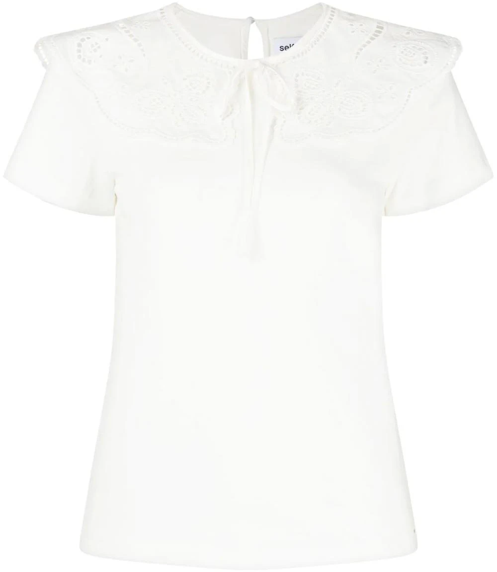 women-self-portrait-ss-23-solid-bow-short-sleeve-tee-white-rs-23109-tw