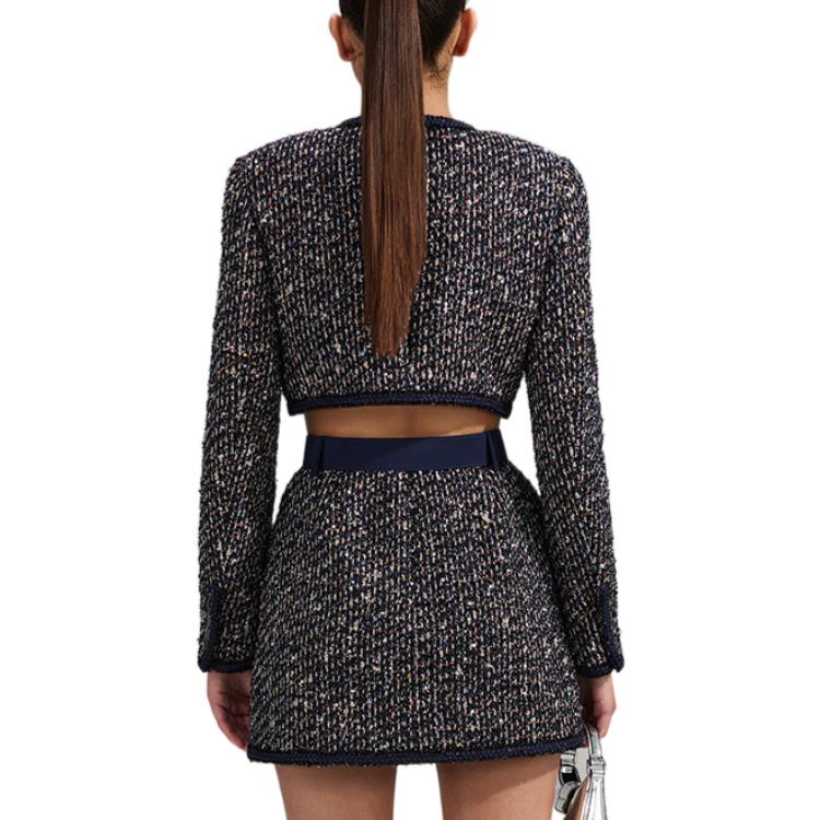 Purchase (W) Self-Portrait SS23 Jaket Kardigan Pendek Tweed Vintage Sequin - Black Mix SWF341T00100