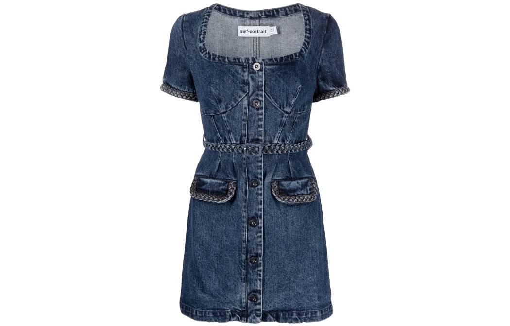 (Women) Self-Portrait SS23 Washed Denim Short Princess Dress - Elegant Evening Wear. SWF342Y18600 圖 4