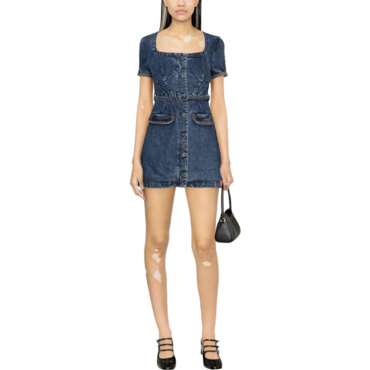 (Women) Self-Portrait SS23 Washed Denim Short Princess Dress - Elegant Evening Wear. SWF342Y18600 圖 5