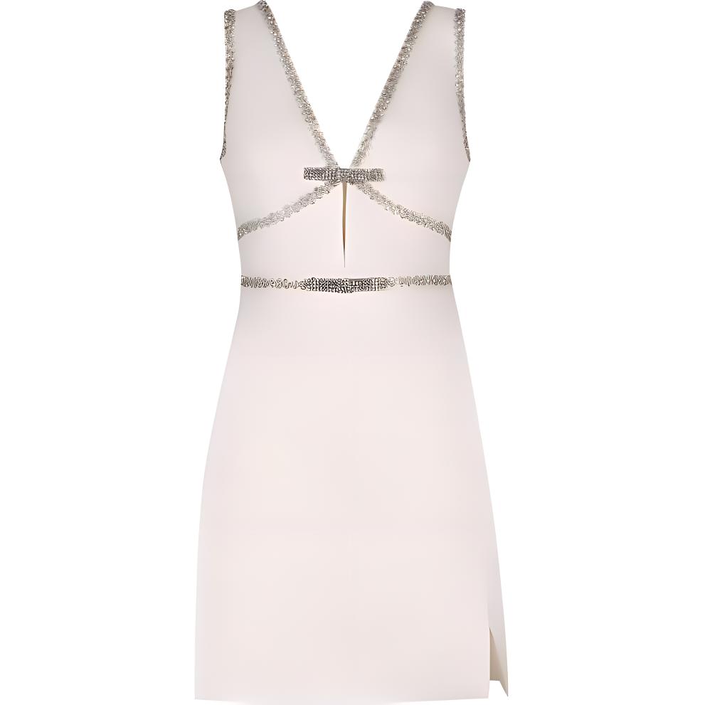 (Women) Self-Portrait Striped Sleeveless Party Dress -  Elegant Cocktail Mini Dress. SS24252SW