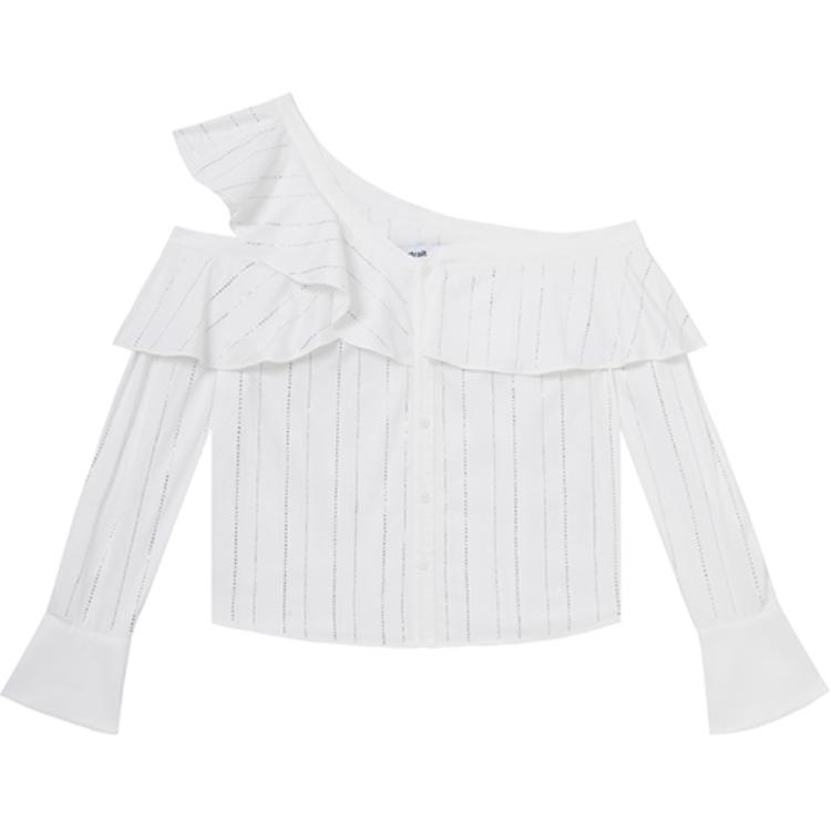 Order (W) Self-Portrait 時尚休閒女裝白色條紋長袖襯衫 SWF352C03600