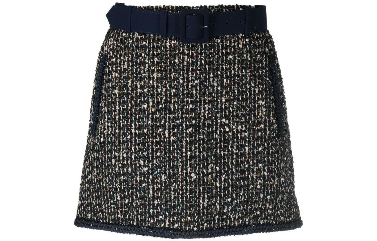 (Women) Self-Portrait Tweed Belted Mini Skirt  Fashion Casual Dress RS23-019SK