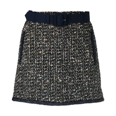 (Women) Self-Portrait Tweed Belted Mini Skirt Fashion Casual Dress RS23-019SK