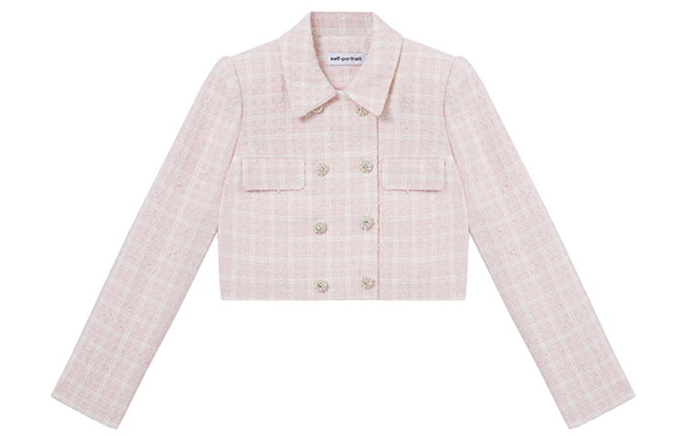 Order (W) Chaqueta Blazer Roja Rosa de Tweed con Cuello de Self-Portrait. SWF352T01900