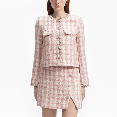 (W) Self-Portrait紅粉色格紋水鑽細節粗花呢外套西裝外套 SWF352T01700 Lookbook (W) Self-Portrait紅粉色格紋水鑽細節粗花呢外套西裝外套 SWF352T01700