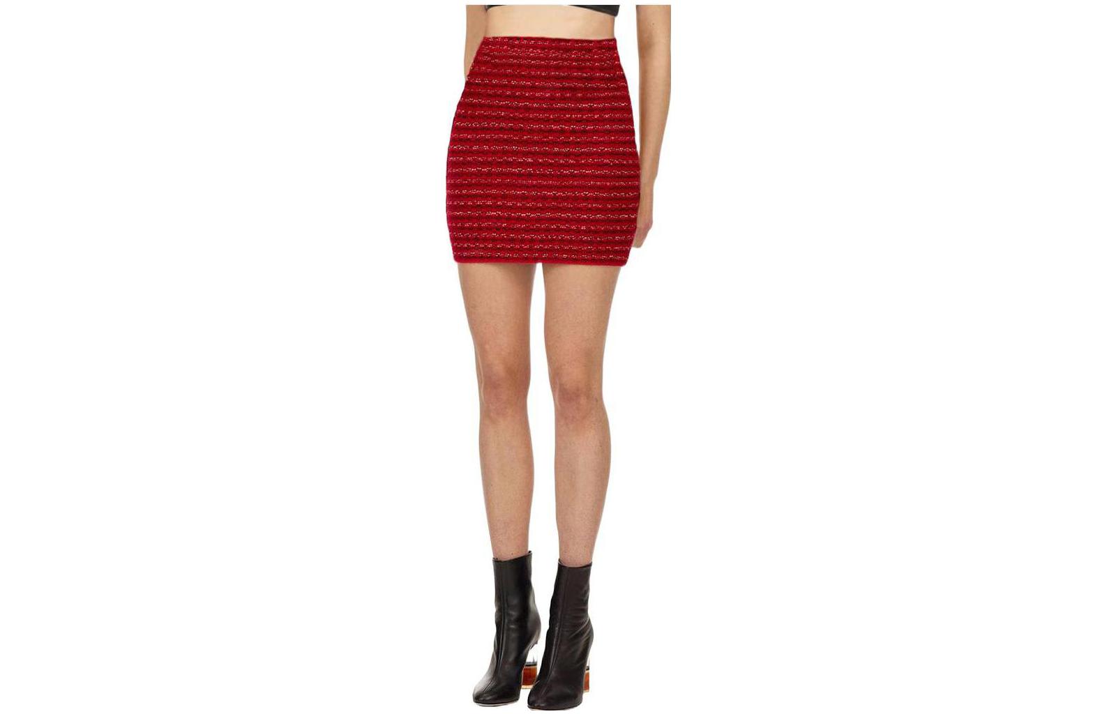 Order (W) Self-Portrait 酒紅格紋高腰A字迷你裙 - 假日限定版。 SWF204M11400