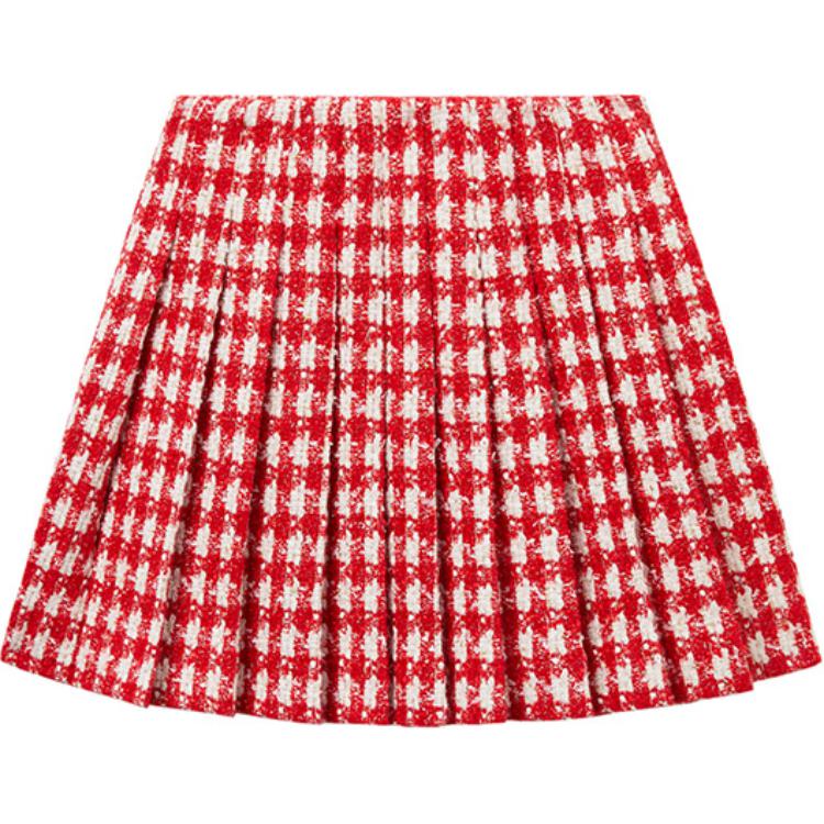 (Women) Self-Portrait Tweed Plaid High Waist Pleated Mini Skirt -  Holiday Edition SWF344Q01900