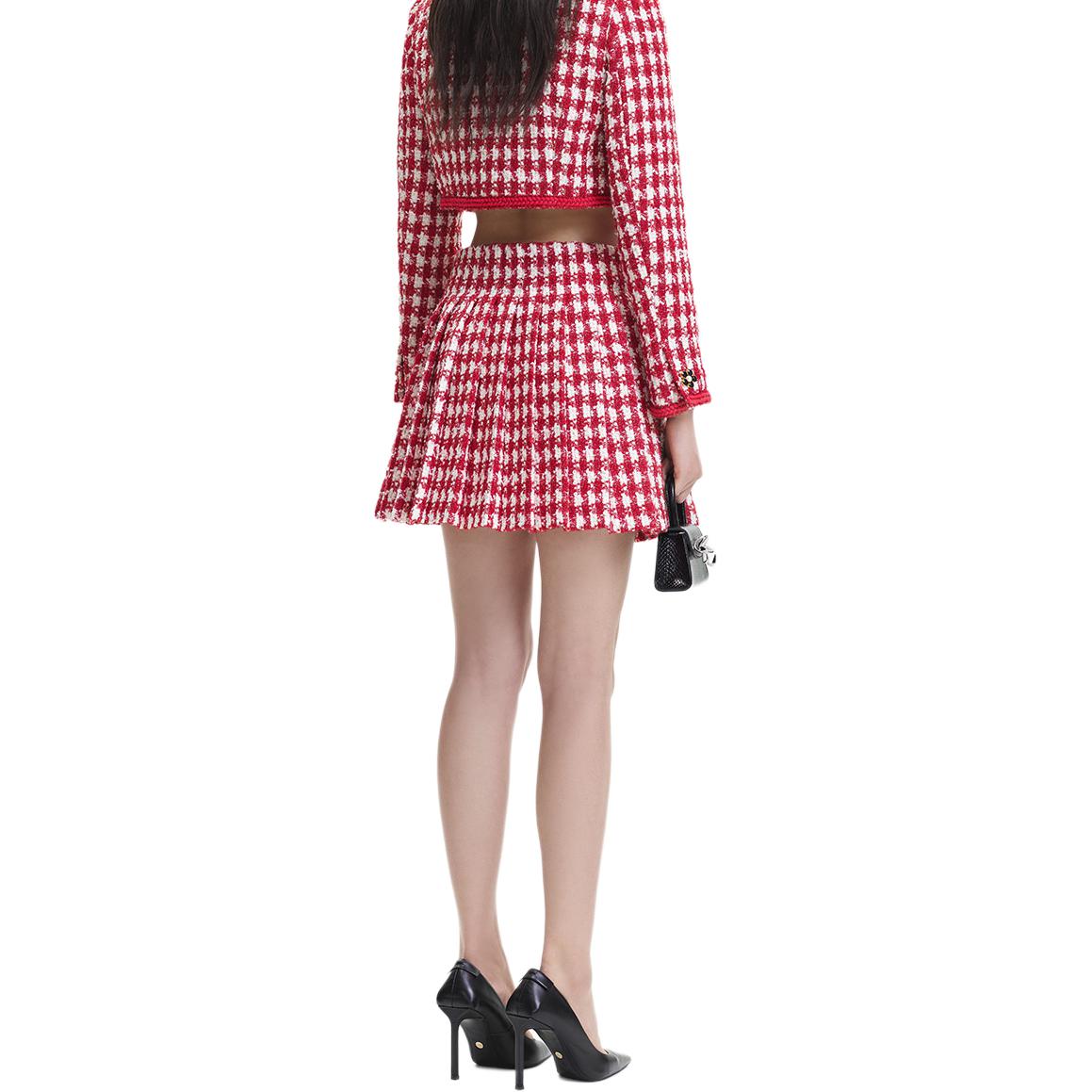 (Women) Self-Portrait Tweed Plaid High Waist Pleated Mini Skirt -  Holiday Edition SWF344Q01900 圖 4