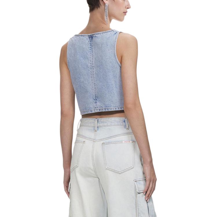 Shop (W) Self-Portrait U領水鑽背心女裝 淺牛仔藍 SWF353B01000