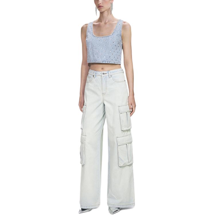 Purchase (W) Self-Portrait U領水鑽背心女裝 淺牛仔藍 SWF353B01000