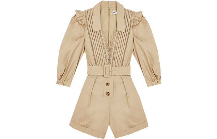 Shop (W) Self-Portrait 女士V领高腰连体裤 卡其色 SWF202K05100