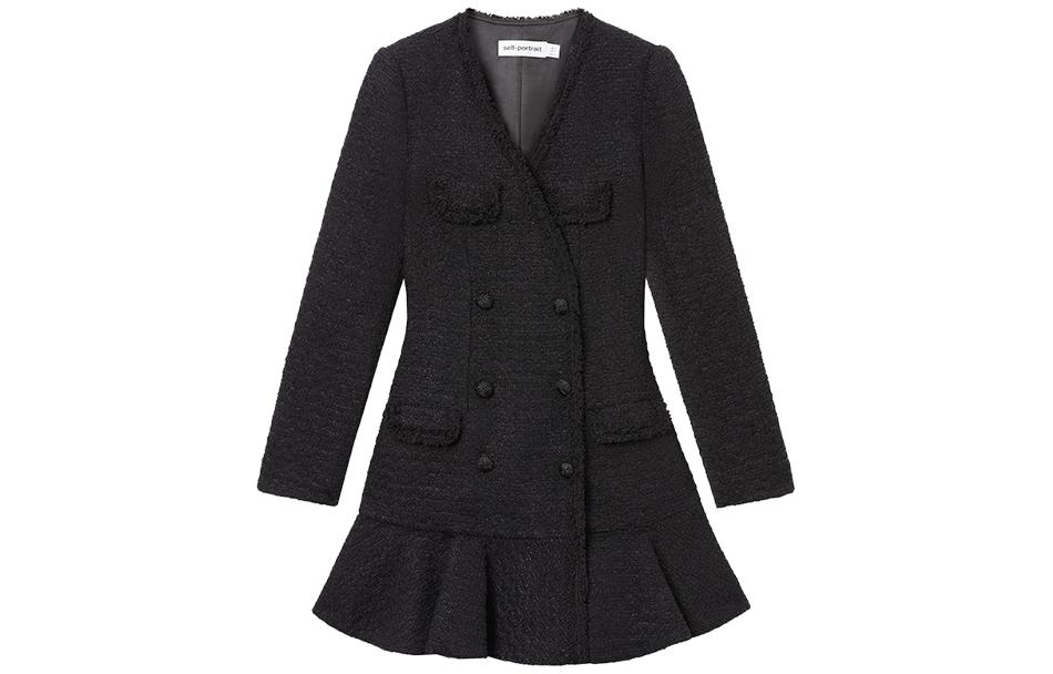 (Women) Self-Portrait V-Neck Long Sleeve Dress Women Classic Black. SWF344Y15300