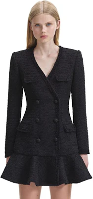 (W) Self-Portrait V領長袖連衣裙 女士 經典黑色. SWF344Y15300 Lookbook (W) Self-Portrait V領長袖連衣裙 女士 經典黑色. SWF344Y15300