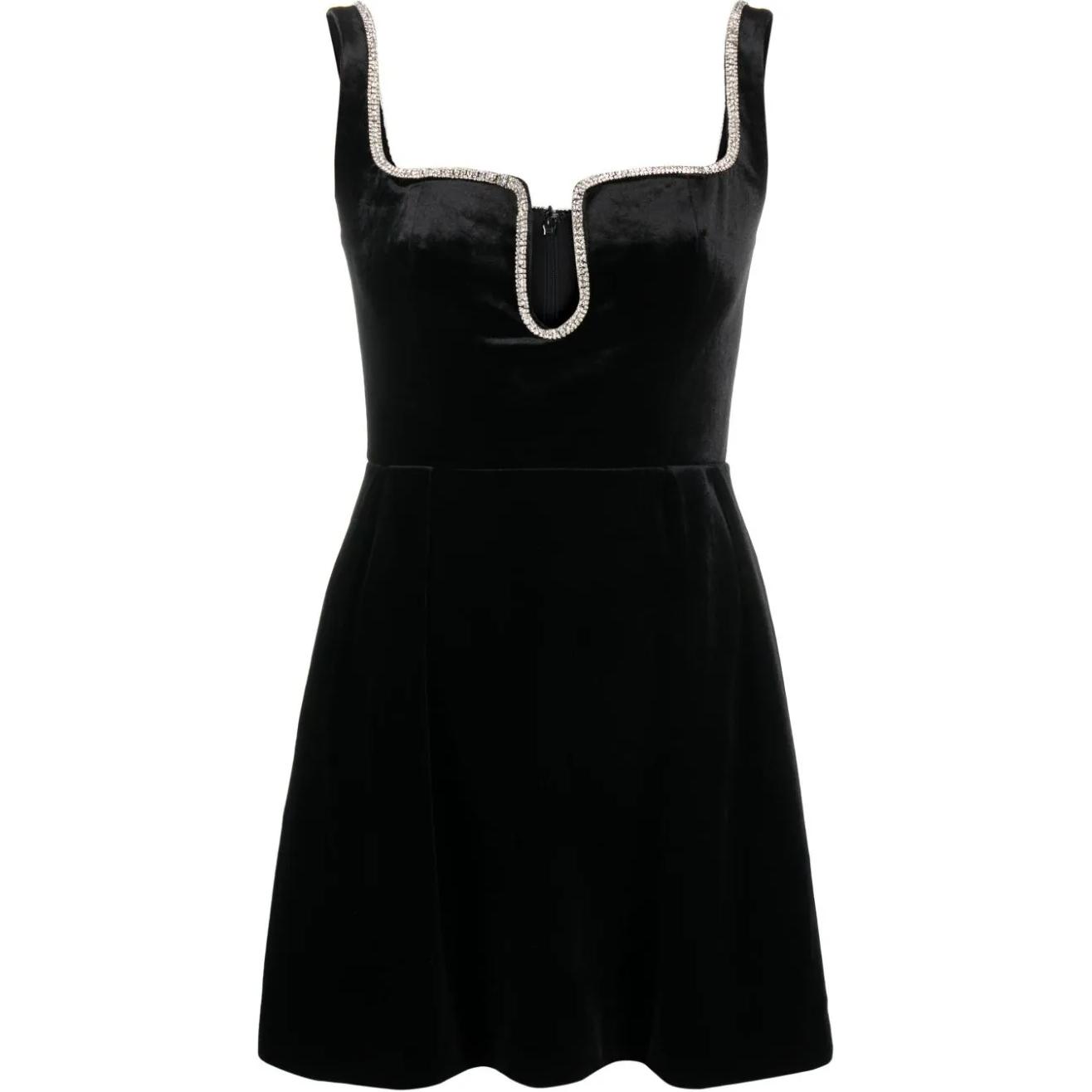 (Women) Self-Portrait Velvet Crystal Trim Sleeveless Mini Dress Women - Black. RS24-031S-B 圖 2