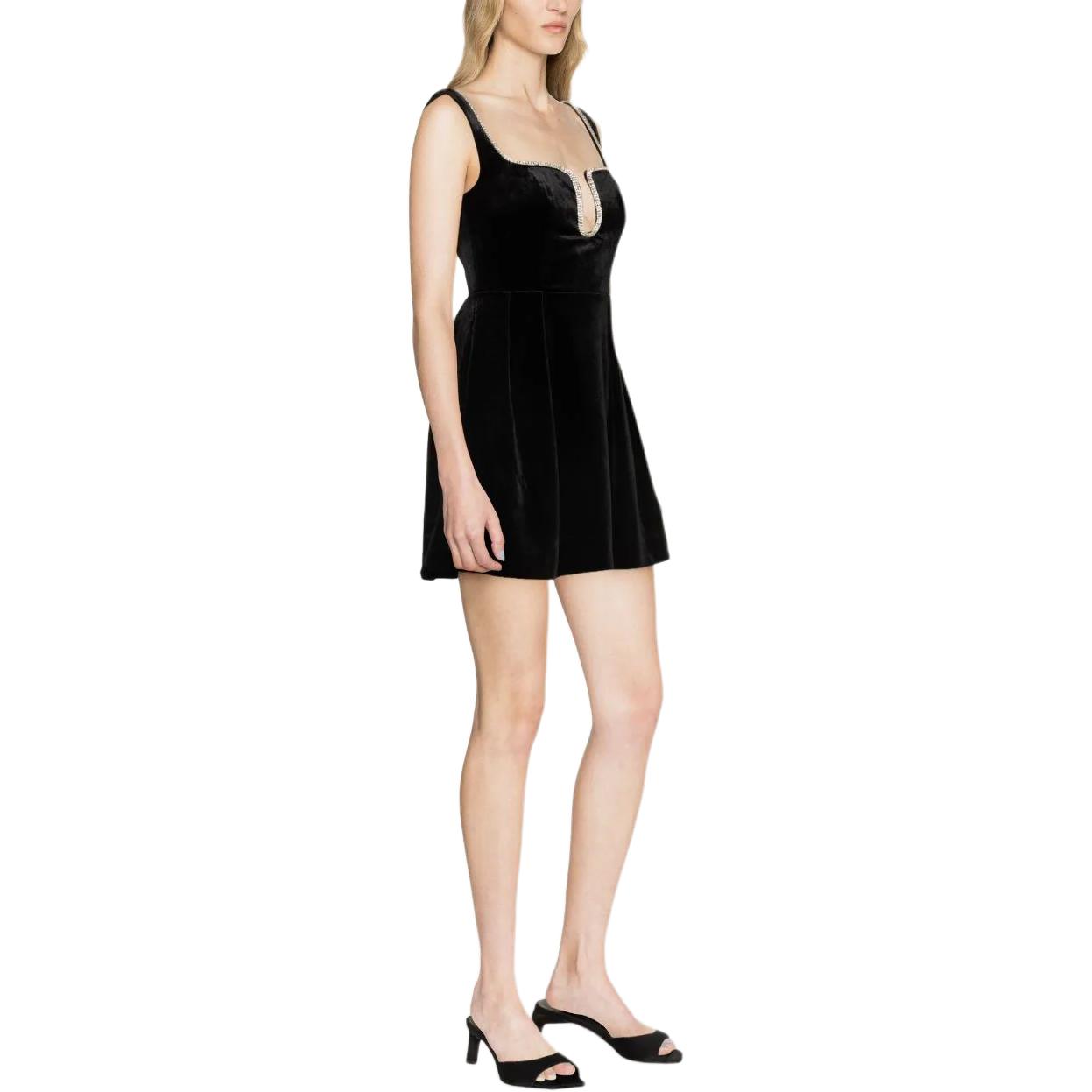 (Women) Self-Portrait Velvet Crystal Trim Sleeveless Mini Dress Women - Black. RS24-031S-B 圖 5