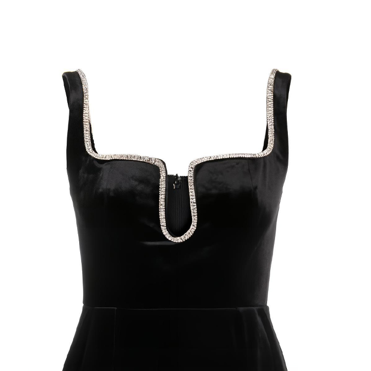 (Women) Self-Portrait Velvet Crystal Trim Sleeveless Mini Dress Women - Black. RS24-031S-B 圖 6
