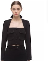 (Women) Self-Portrait Vintage Square Neck Pocket Blazer Cardigan Black Jacket. SWF324C10500 (Women) Self-Portrait Vintage Square Neck Pocket Blazer Cardigan Black Jacket. SWF324C10500