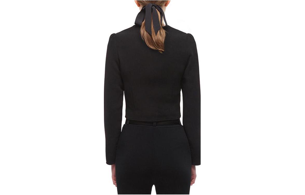 Lookbook (W) Blazer Cardigan Leher Petak Vintage Self-Portrait Hitam dengan Poket. SWF324C10500