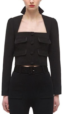 (W) Blazer Cardigan Leher Petak Vintage Self-Portrait Hitam dengan Poket. SWF324C10500 Purchase (W) Blazer Cardigan Leher Petak Vintage Self-Portrait Hitam dengan Poket. SWF324C10500