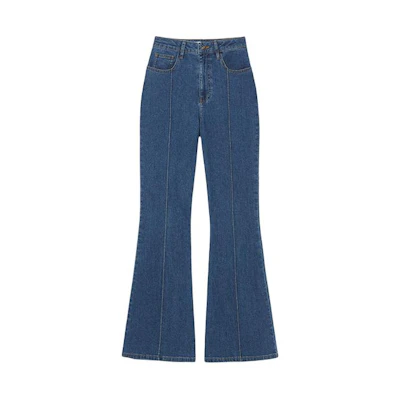 (Women) Self-Portrait Vintage Wash Flared Denim Jeans Blue SWF352K02300