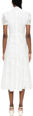 (Women) Self-Portrait White Lace Midi Dress with Bow Tie and Elegant Princess Style. PF23079MWA Shop (Women) Self-Portrait White Lace Midi Dress with Bow Tie and Elegant Princess Style. PF23079MWA