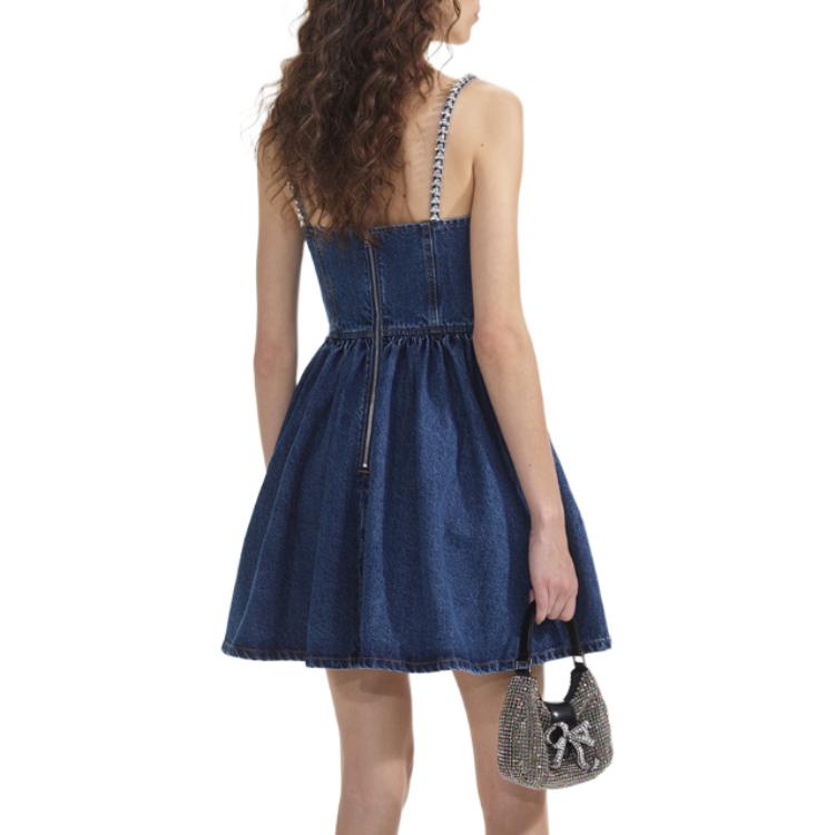 (Women) Self-Portrait Women’s Denim Blue Crystal Embellished Strappy Mini Dress SWF353Y06700 圖 4