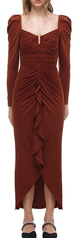 women-self-portrait-women-s-long-puff-sleeve-ruched-ruffle-brown-evening-gown-dress-swf-324-y15100
