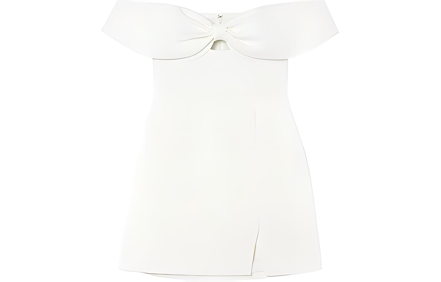 (Women) Self-Portrait Women’s Off-Shoulder Slim Fit Sleeveless Dress in Pure White SWF352Y21700