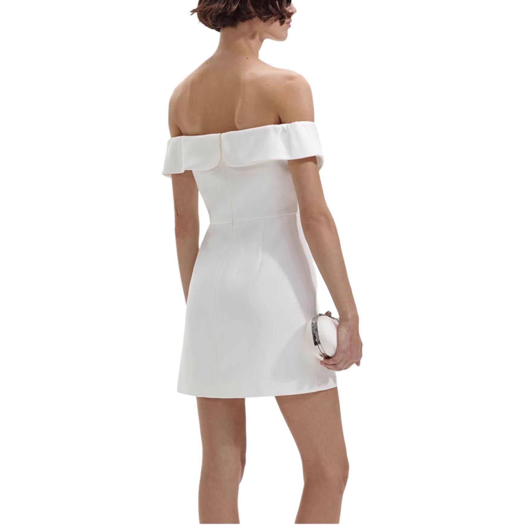 (Women) Self-Portrait Women’s Off-Shoulder Slim Fit Sleeveless Dress in Pure White SWF352Y21700 圖 4