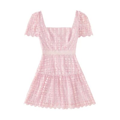 (Women) Self-Portrait Women’s Pink Short-Sleeve Fitted Dress. SWF341Y03700