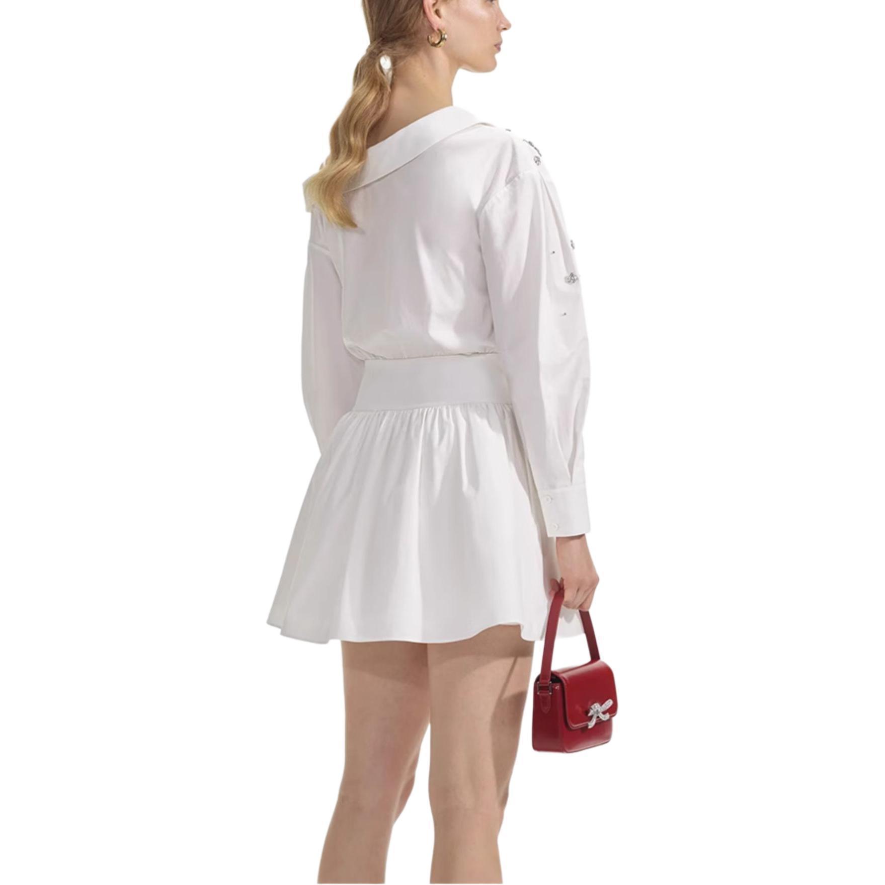 (Women) Self-Portrait Women’s White Embellished Asymmetric Long Sleeve Dress. SWF353Y02100 圖 4