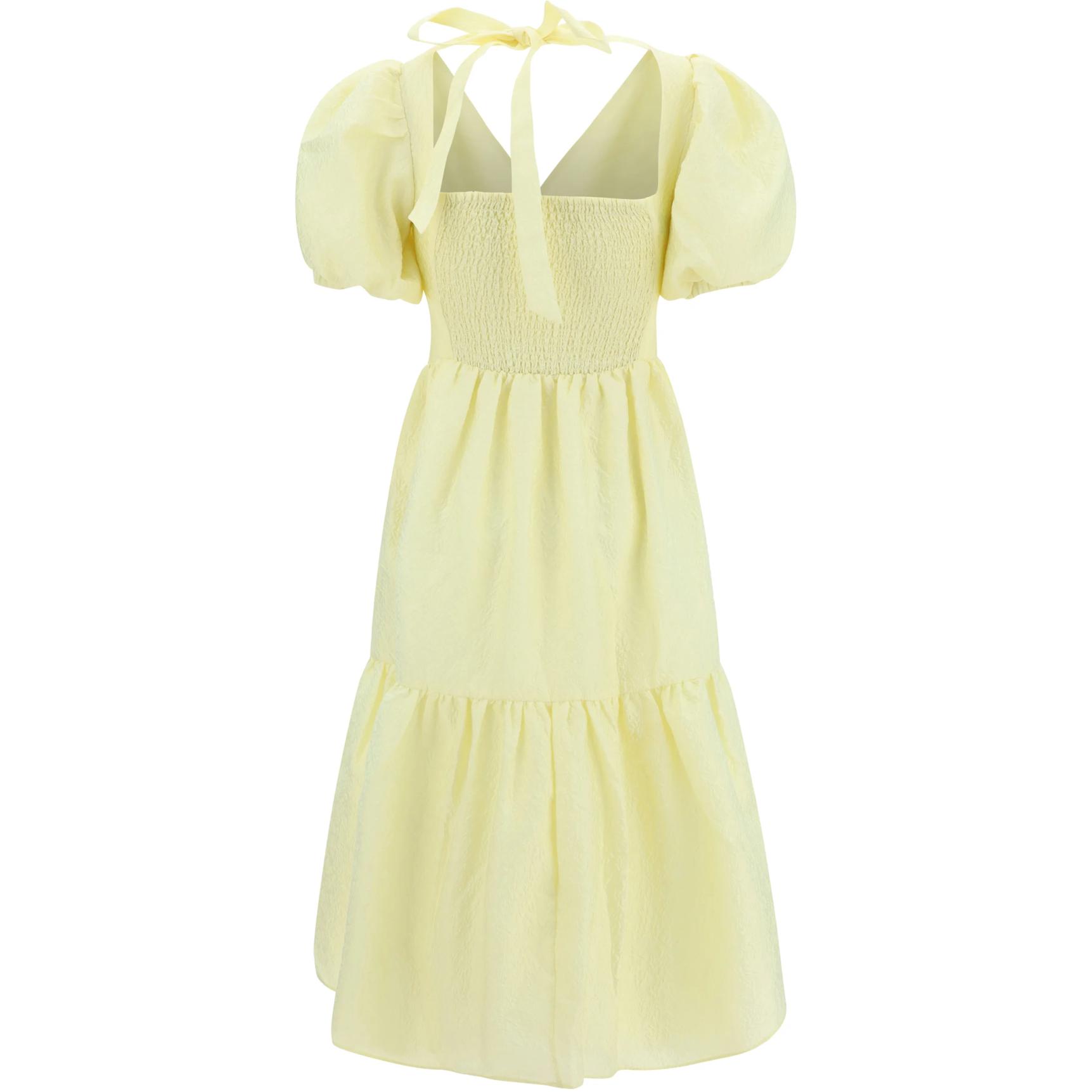 (Women) Self-Portrait Yellow V-Neck Puff Sleeve Midi Dress for Women. PF24028MAYELLOW 圖 3