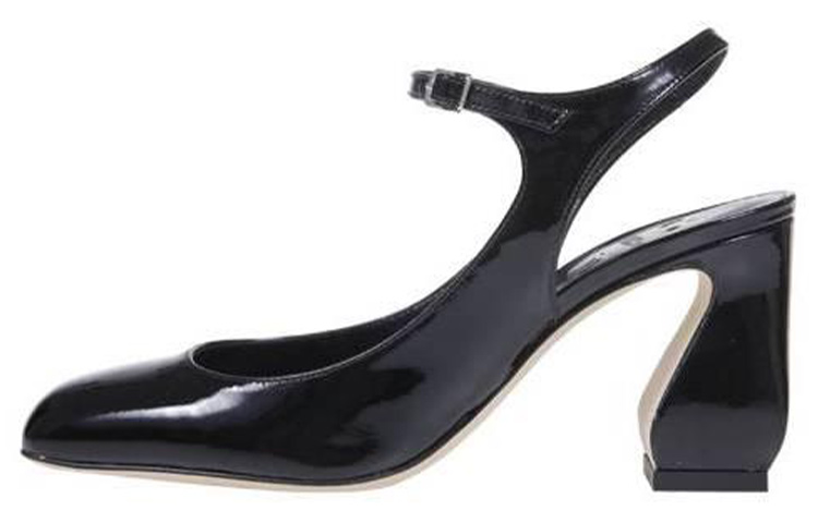 (Women) SERGIO ROSSI 'Black Buckle Block Heel' B02350MMVV251000