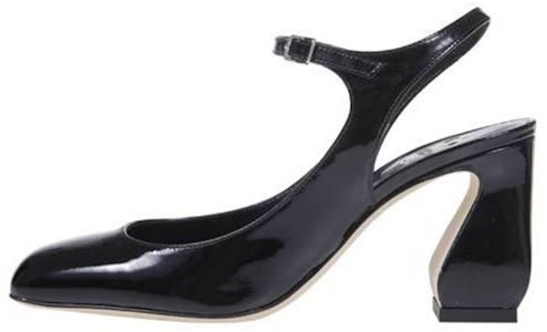 SERGIO ROSSI 皮革 露跟搭扣 粗跟 高跟鞋 女款 黑色 Buy SERGIO ROSSI 皮革 露跟搭扣 粗跟 高跟鞋 女款 黑色