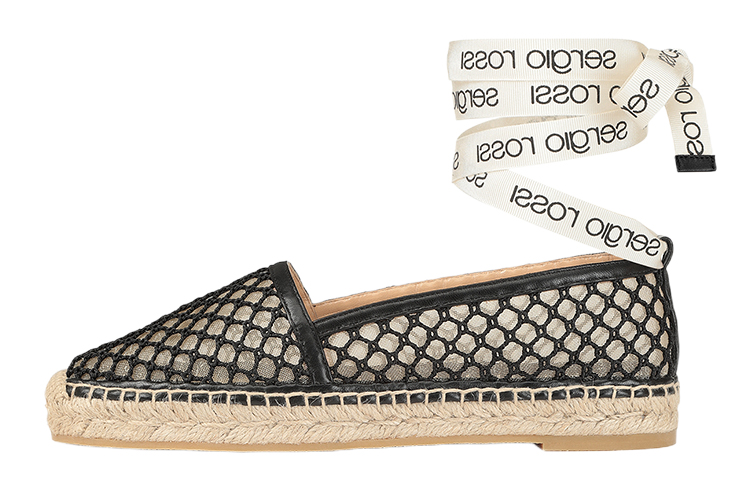 (Women) SERGIO ROSSI 'Black Mesh Espadrille Flats' A98530MFI5484101000