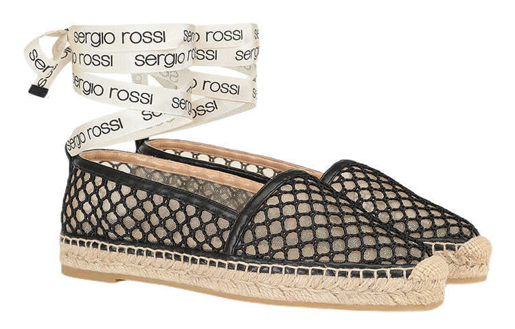 Order (W) SERGIO ROSSI 黑色网面草编平底鞋 A98530MFI5484101000