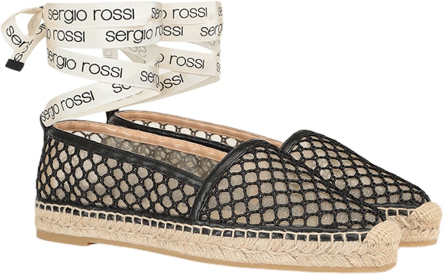 (W) SERGIO ROSSI 'Flat Espadrille Jaring Hitam' A98530MFI5484101000 Order (W) SERGIO ROSSI 'Flat Espadrille Jaring Hitam' A98530MFI5484101000
