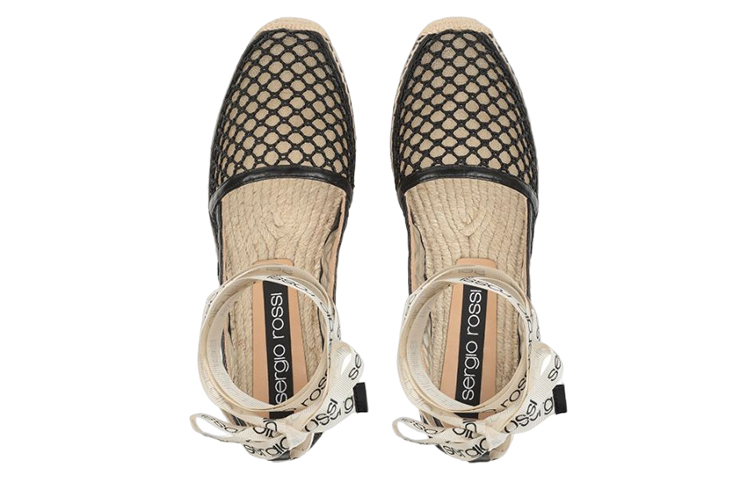 Lookbook (W) SERGIO ROSSI 黑色网面草编平底鞋 A98530MFI5484101000